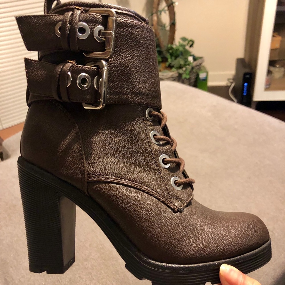 Guess finlay lace up mid-calf boots